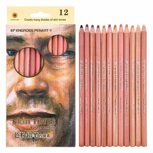 12 matite pastello morbide colorate matite colorate pastello per la tinta della pelle professionale per la scuola di disegno lapice de colore matita cancelleria 201102