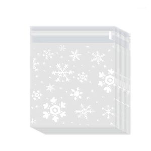 Confezione regalo 200 pezzi Sacchetti di biscotti natalizi Cellophane Treat Snowflake Clear Candy Bag1