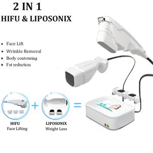 Hifu Ultrason Yüz Makinesi Liposonix Vücut Şekli Ultrasonik Yağ Eritme Ultrason Cilt Kaldırma Makineleri 2 Tutamak