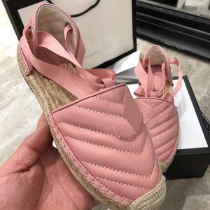 In High quality Fashion women Ladies casual sandals Lace-up flats Low help Lace up womens splice Hemp rope bottom shoes