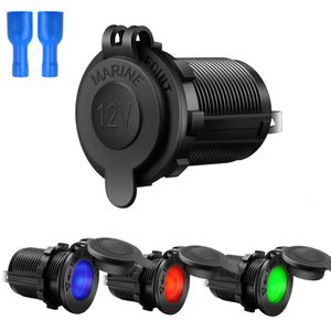 12V Motorcycle Car Boat Tractor Accessory Waterproof Cigarette Lighter Power Socket Plug Outlet With LED Light Car-styling