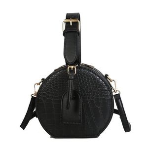 Round Handbag Alligator Pattern Crossbody Bags for Women Leather Handle Handbags and Purses Luxury Designer Brand Shoulder Bag