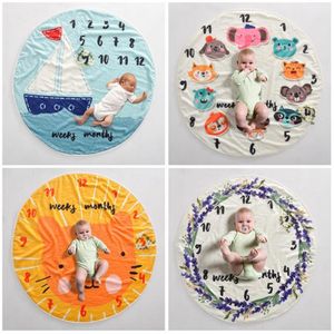 Baby Milestone Blanket Round Flannel Newborn Blankets Infant Monthly Record Growth Blanket Photography Props Cloth Infant Paymat DW6209