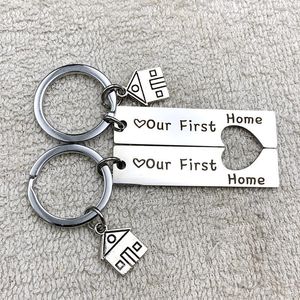 Keychains Oeinin Simple Keychain Man Our First Home Key Holder Bag Unisex Letter Color Zinc Alloy Chain Pendant Accessories Porte Clef1