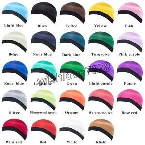 Bonés de onda de meia de seda para homens Durag Headwear macio elástico respirável gorro turbante chapéus acessórios para o cabelo