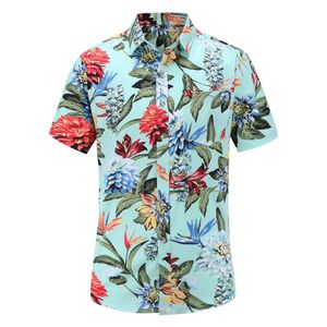 Het modedesigner Slim Fit-skjortor Herr Svart Guld Blommönster Herrklänning Kortärmad Hawaiian Fritidskläder Herrkläder