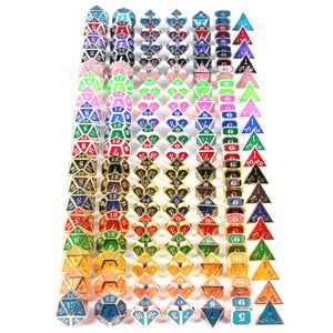 7 Pieces Metal Dices Set DND Game Polyhedral Zinc Alloy with Enamel for Rpg Board Game Math Teaching