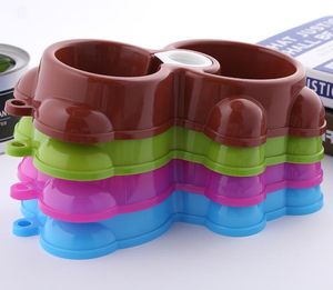 Produkty PET Plastikowe Kot Pet Bowl Ochrona środowiska Nietoksyczny Dog Jedzenie Picie Double Bowl Tapleware Pet Feed Tool Sn5095