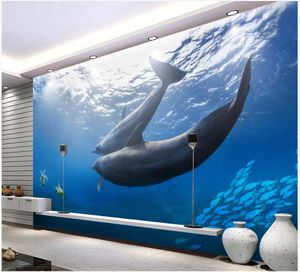 Foto personalizzata sfondi murali per pareti 3d moda subacqueo del mondo delfino murale 3D Sea TV Sfondo carte da parete decorazione della casa