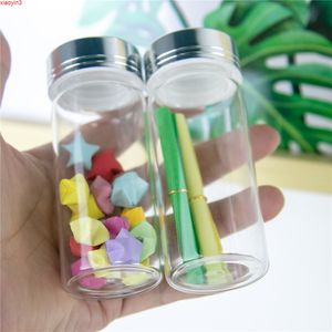 65ml Glass Storage Bottles Jars with Silver Aluminum Screw Cap Wedding Gift Container 24pcs Free Shippinghigh qualtity