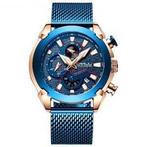 Hot seller CRRJU New Men's Mesh Strap Watch Multifunctional Six Hand Chronograph Watch