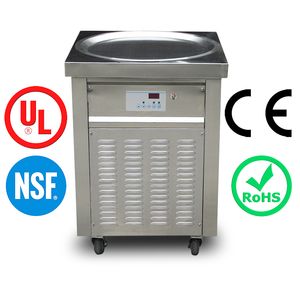 Free shipping to door Kolice ETL CE EU Kitchen Franchise single round 55cm pan ROLL ICE CREAM MACHINE for CAFES HOTEL