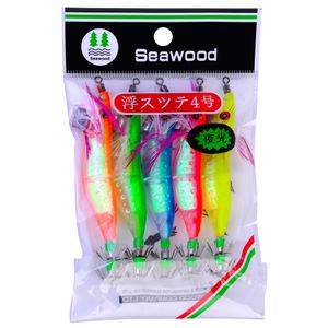 Ny ankomst 5 Färg 10cm 8,1 g Bläckfisk Jigs Saltvatten Fiske Lure 5PCS Räkor Räkor Lysande För Bläckfisk Octopus Fiske Lures Kit / 500PCS