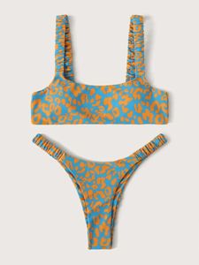 セクシーなマイクロビキニ2022女性オレンジヒョウ腕時間パッド入りのひも水着女性カットアウト入浴スーツの水着トラヤスデバウ