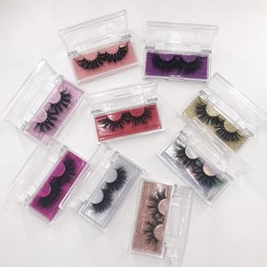 FDshine Clear Acrylic Lash Case Eyelash Vendor Customized Boxes 25mm Full Strip 3D Mink Lashes Print Logo Boxes