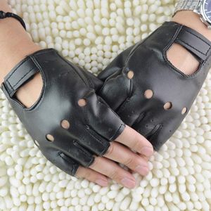 Fingerless Gloves 1 Pair Unisex Fashion Black Outdoor Sport PU Leather Solid Driving Punk Half Finger1