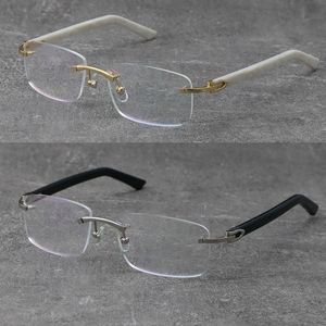 New Fashion 8200757 Rimless Sunglasses Reading Frames White Plank Eyeglasses C Decoration 18K Gold Frame presbyopic Glasses Men Myopic Optical Male and Female