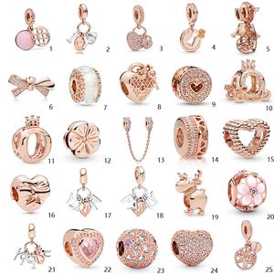 Original Authentic 925 Sterling Silver Rose Gold Big Hole Beads DIY Bracelet Accessories charms Fit Pandora Bracelet For Women Jewelry
