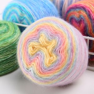 100g / bola Gradiente de cor algodão misturado Bolo fio Anti-pilling Worsted handknitting Fios para Handmade Sweater Cardigan Xaile