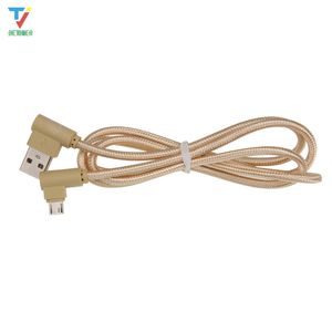 Cavo micro USB di ricarica intrecciato in nylon da 90 gradi Cavo USB di tipo C di ricarica rapida per cavo caricabatterie Samsung 100 pz/lotto