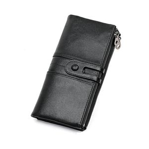 Moda kadın organizatör uzun cüzdan debriyaj çantası gerçek orijinal deri yumuşak rfid cüzdan