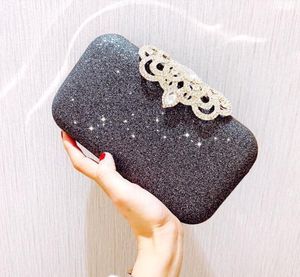 2022 schwarz Silber Frauen Abend Tasche Party Bankett Glitter Tasche Für Frauen Mädchen Hochzeit Kupplungen Handtasche Kette Schulter Tasche 03