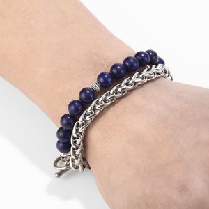 Sieraden Milli Tiger Eye Stone Bracelet Rvs Chain Black Frosted for Men