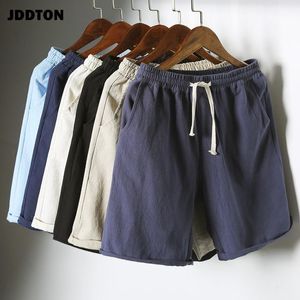 JDDTON erkek Yeni Renkli Yaz Pamuk Keten Şort Nefes Büyük Boy 5XL Plaj Topak Sweatshorts Rahat Joggers Pantolon Je0211