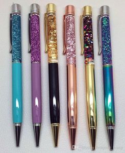 Writing Gift DIY Empty Tube Metal Ballpoint Pens Self-filling Floating Glitter Dried Flower Crystal 15 Color