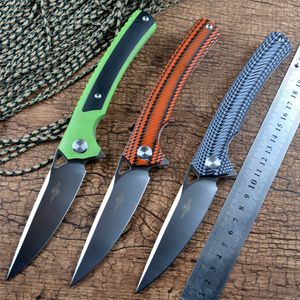 Twosun Flipper Survival Knives EDC D2 Blad Satin G10 Hantera Jakt Utomhus Fick Focking Knives TS81 Keramikkula Bearing Xmas Presentkniv