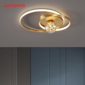 Ceiling Lights Dimmable Rings Lamp With Remote Control For Bedroom Golden Round Light MM Black Surface Mounted Lustre