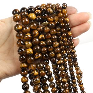 Natural Stone Beads Yellow Tiger Eye stone Round Loose Beads For Jewelry Making Needlework Bracelet Diy Strand 4 6 8 10 12MM