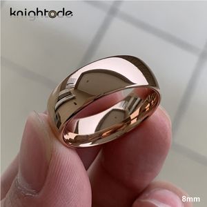 Classic Rose Gold Tungsten Bröllopsring för kvinnor Män Tungsten Karbid Förlovningsband Dome Polerad Finish 8mm 6mm Ring Y1119