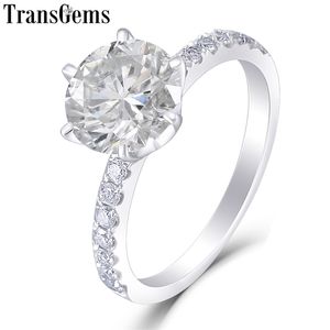 Transgems PT 950 Platinum 1.5ct Diameter 7.5mm F Color Engagement Ring for Women Gift with Samall Accents Y200620