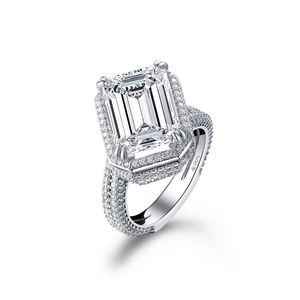 Lyxig gigantisk diamant Sterling Silver Big Square Cut Diamond Ring