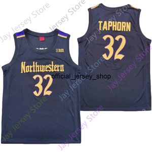 2020年New NorthwesternワイルドキャッツカレッジバスケットボールジャージーNCAA 32タップフォンブラックすべてステッチ＆刺繍男性青少年サイズ