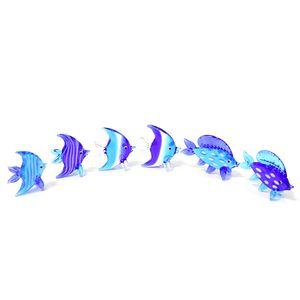 Aquarium Dekoration Glas großhandel-6 stücke Handgemachte Murano Glas Fisch Figuren Aquarium Dekorationen Ornamente Zubehör Miniaturglas Meerestier Statuen Set