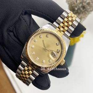 116233 Two-tone 26mm 31mm 36mm watch 18k Champagne Diamond Sapphire 2813 Movement Watches with grooved seat factory crystal luminous