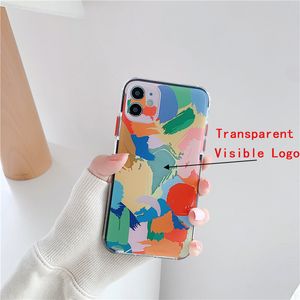 IPhone 12 Pro Max Telefon Kılıfları Moda Gökkuşağı Graffiti Yumuşak TPU Koruyucu Kılıf Kapak iphone 11 XS Max 8 7 Artı