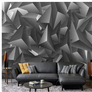 Papéis de parede estereoscópicos 3D modernos Moda cinza branco tridimensional Papéis de parede geométricos da sala de estar da sala de estar parede de fundo