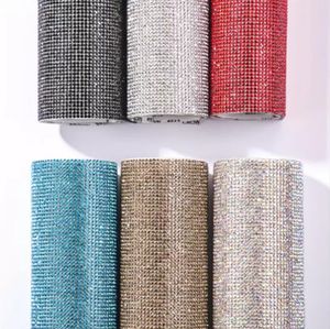 Shiny Glass Self-adhesive Rhinestone Stickers Sheet Trim Crystal Stickers Beaded Applique For DIY Shoes Clothes Car Decoration 24x40CM