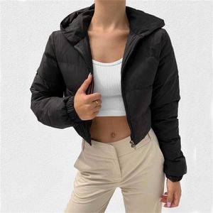 Fashion Bubble Coat Solid Standard Collar Oversized Short Jacket Winter Autumn Female Puffer Parkas Mujer 211216