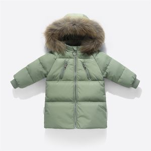 Olekid 2020 bambini in inverno giacca in pelliccia colletto di pelliccia lungo ragazzi inverno giacca invernale 1-6 anni bambina cappotto infantile snowsuit bambini parka lj201017