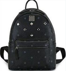 고품질 디자이너 블랙 백팩 학교 가방 가죽 학생 가방 야외 여행 어깨 가방 남자 숙녀 배낭