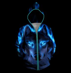 LED świecące bluzy mężczyźni kobiety kolorowe wilki luminous bluza z kapturem ulica klub kobiety mężczyźni para bluzy sudadera hombre c1116