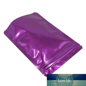 100 pcs roxo levantar-se lustroso folha de alumínio fecho de fechamento auto selagem saco de embalagem zipper reciclável frutas secas de armazenamento de frutas secas