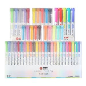 10/15/20/25 cores duplas caneta fluorescente caneta criativa marcadores de arte penas de marcadores escolares bonitos kawaii papelaria 201202