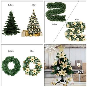 120pcs Decorazione dell'albero di Natale Pendente del partito Fiore di plastica Simulazione Fiori Set Ciondolo Natale Ornamenti fai da te Set 201130