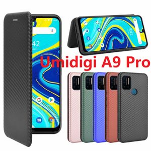 Carbon Fiber Fodral för Umidigi A11 Pro Max S5 A7 A9 Pro A7S A3S A3X F2 Power 3 Case Magnetic Book Stand Flip Card Protective Wallet PU Läder Cover