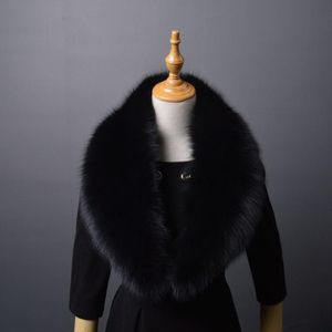 Real Fur Collar Winter Women Scarf Jackets Coat Hood Big Collar Fur Decor Shawl Real Natural Scarfs Neck Accesories